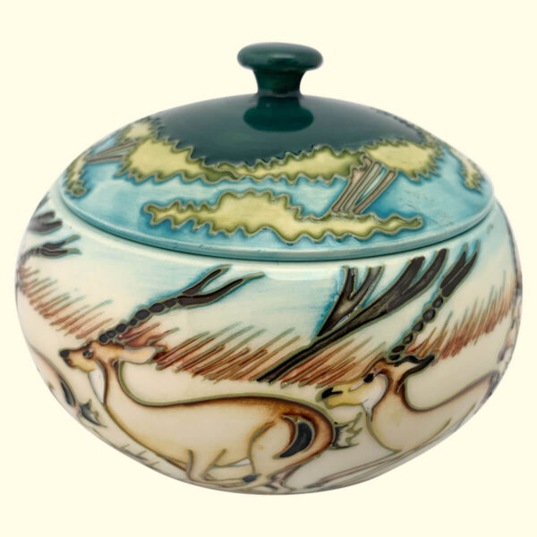 MOORCROFT Impala lidded pot on the 147/5 shape