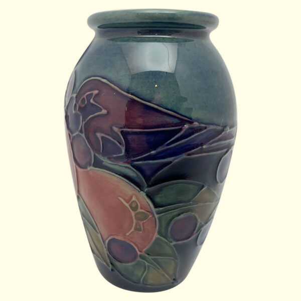 MOORCROFT Finches blue vase on the 393/4 shape