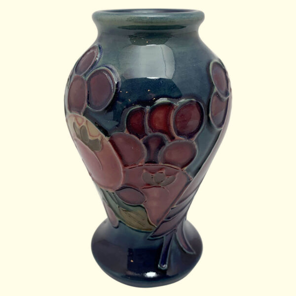 MOORCROFT Finches blue vase on the 46/4 shape