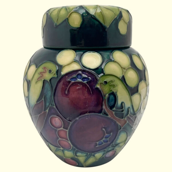 MOORCROFT Finches Teal Ginger Jar on the 769/4 shape