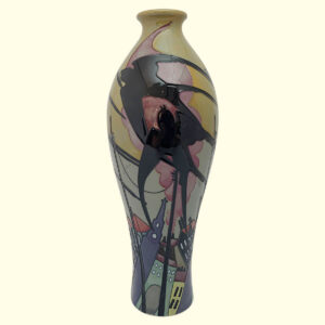 MOORCROFT Swallows in Smoke Trial vase Dated 16-5-12 on the 42/12 shape