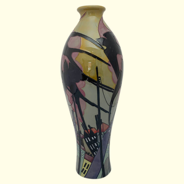 MOORCROFT Swallows in Smoke Trial vase Dated 16-5-12 on the 42/12 shape