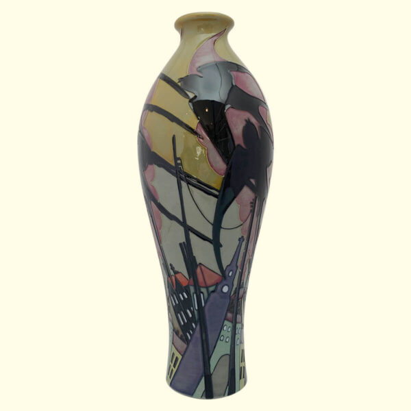 MOORCROFT Swallows in Smoke Trial vase Dated 16-5-12 on the 42/12 shape