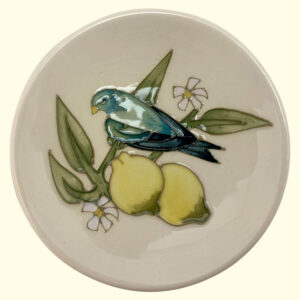 MOORCROFT Finches Lemons coaster on the 780/4 shape