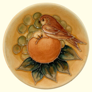 MOORCROFT Finches ochre coaster on the 780/4 shape