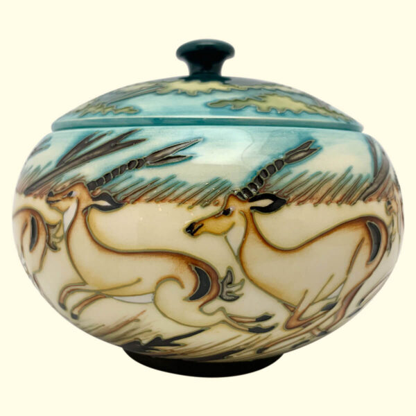 MOORCROFT Impala lidded pot on the 147/5 shape