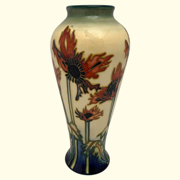 MOORCROFT Ragged Poppy Trial vase Dated 15-5-02 on the 122/8 shape