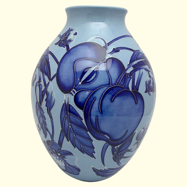 MOORCROFT Dundela Orchard (Blue on Blue) vase on the 3/8 shape