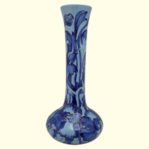 MOORCROFT Allegro Flame (Blue on Blue) Prestige vase on the 99/15 shape