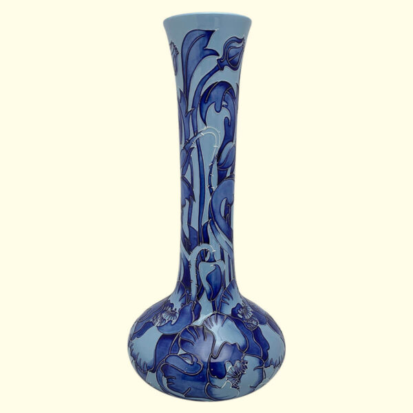 MOORCROFT Allegro Flame (Blue on Blue) Prestige vase on the 99/15 shape