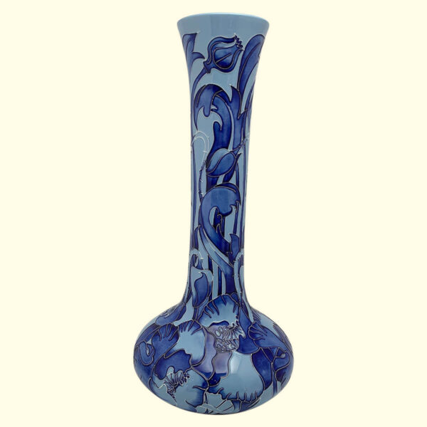 MOORCROFT Allegro Flame (Blue on Blue) Prestige vase on the 99/15 shape