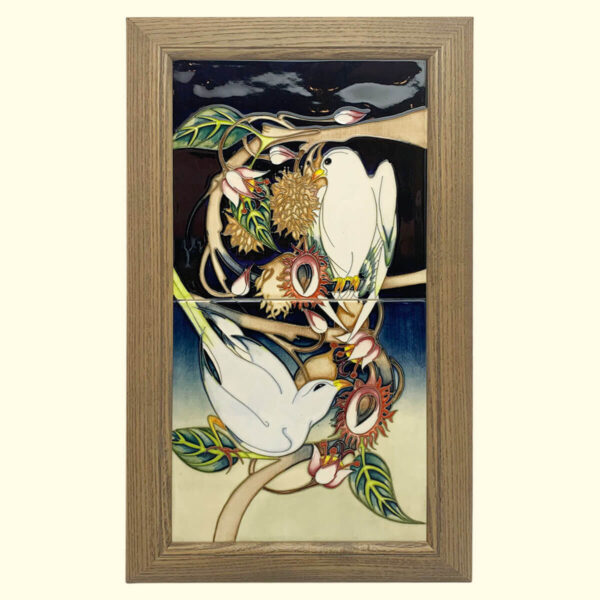 MOORCROFT Birds of Paradise twin tiled wall plaque on the PLQ shape