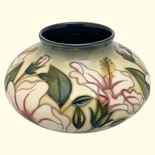 MOORCROFT Hibiscus Moon Trial vase Dated 15-10-02 on the 152/5 shape