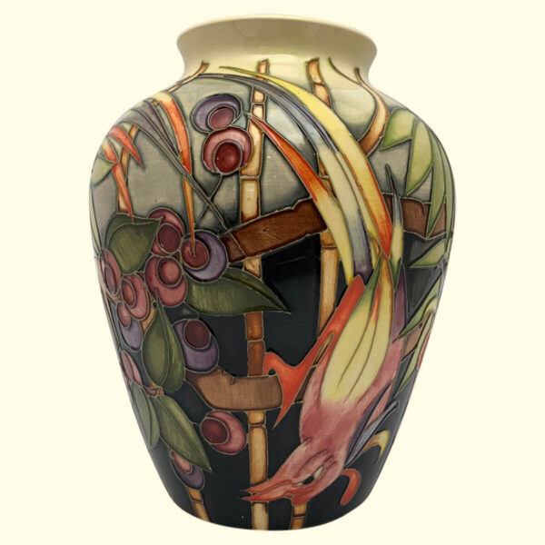 MOORCROFT Fruit Thief vase Dated 4-2-02 on the 216/8 shape