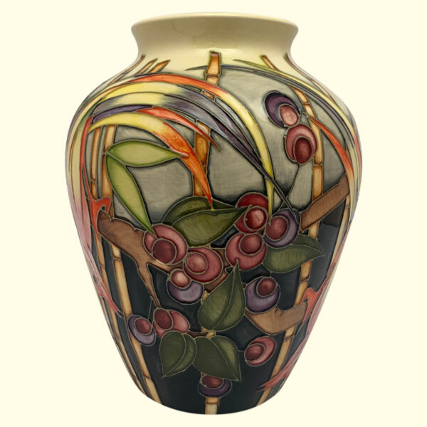 MOORCROFT Fruit Thief vase Dated 4-2-02 on the 216/8 shape