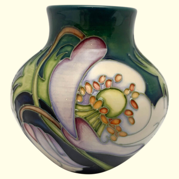 MOORCROFT Hellebore Trial vase Dated 4-9-12 on the 35/3 shape